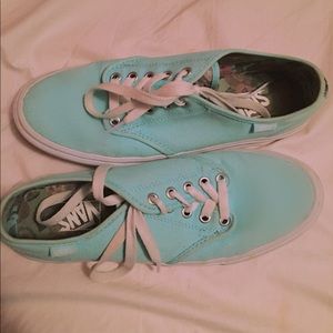 Adorable Aquamarine Vans w/ Floral Pattern